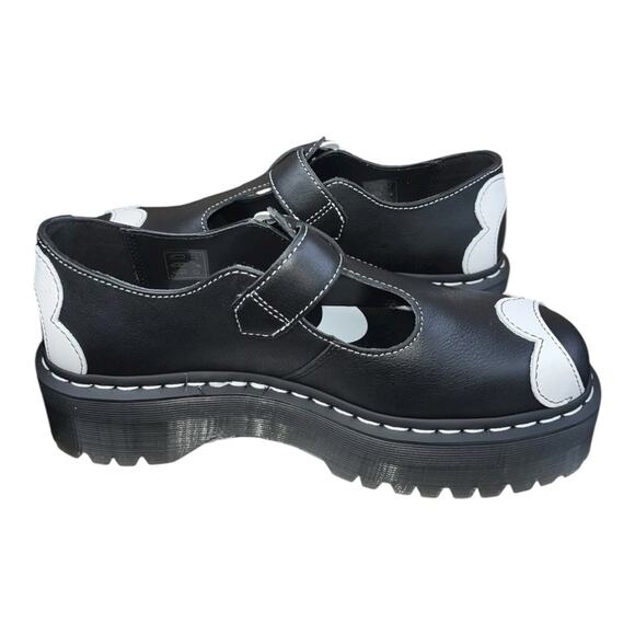 NEW DR. MARTENS Sz 10 Bethan Pisa daisy Leather Platform Mary Jane Black Womens - Picture 3 of 5